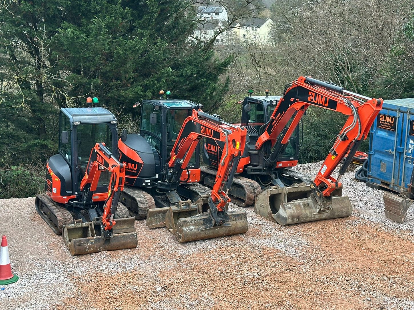 3 diggers in exeter devon yard